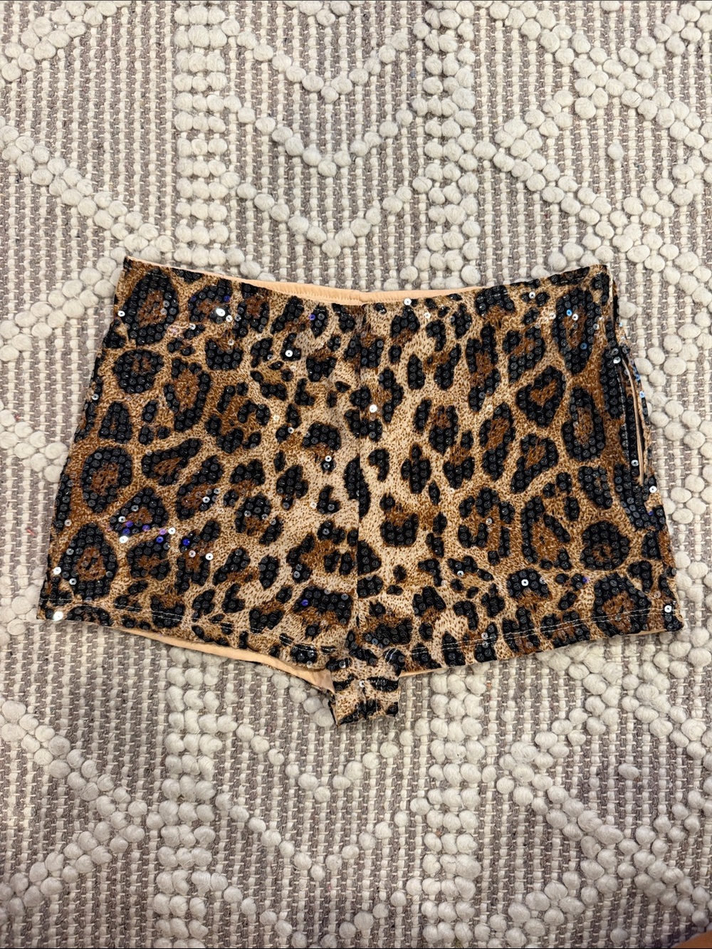 Windsor Leopard Sequin Bike Shorts - Tan & Black